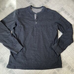 Eddie Bauer Men's Thermal Henley Gray Large Tall Waffle Weave Thick 13202496